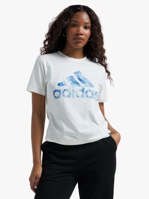 Women's adidas All Over Print White Tee