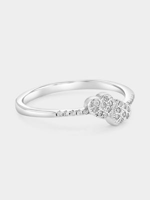 Sterling Silver Cubic Zirconia Double Heart Stacking Ring