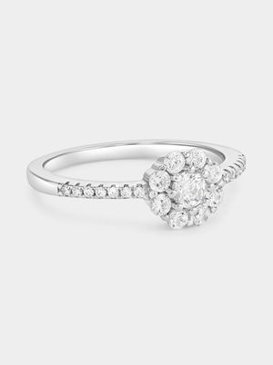 Sterling Silver Cubic Zirconia Multi-Stone Flower Ring