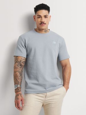 Fabiani Men's Pale Blue Textured T-Shirt