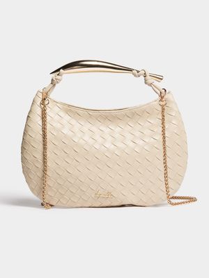 Luella Metal Handle Woven Crossbody Bag