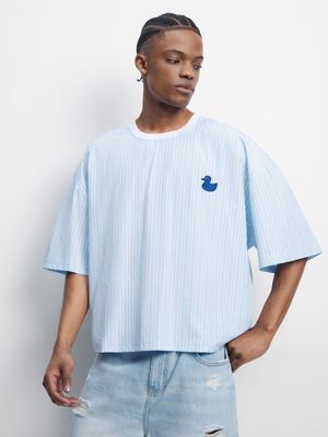 Men's Blue Stripe Boxy Top