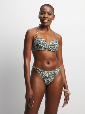 Jet Women's Forest Green Print Bikini Top