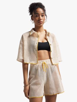 Women's Stone Crochet Co-ord Shorts