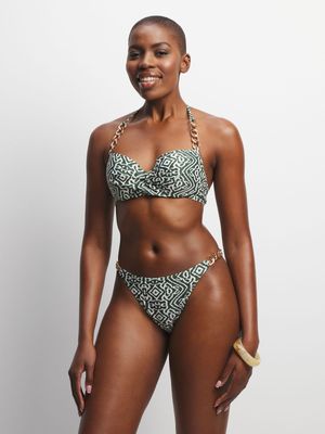 Jet Women's Forest Green Print Bikini Bottom