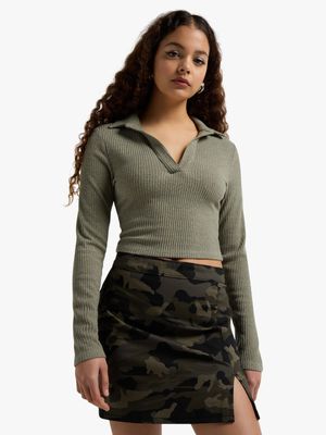 Women's Camo Mini Skirt With Slit