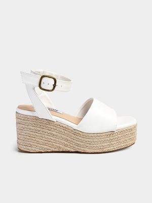 Women's Madison White Lauren Full Vamp Espadrille Wedges