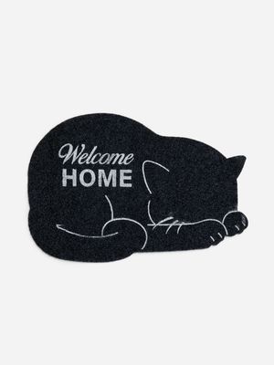 Jet Home Black Cat Shaped Welcome Home Doormat