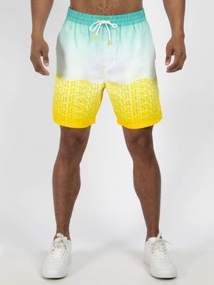 Men's Guess Gradient Yellow Azul Swimtrunk