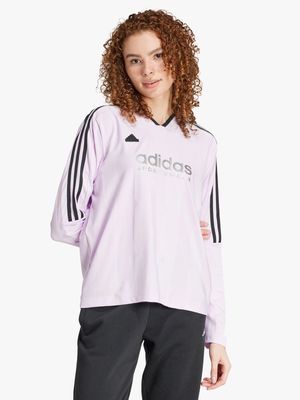 Womens adidas Tiro 3-Stripes Long Sleeve Pink Football Jersey