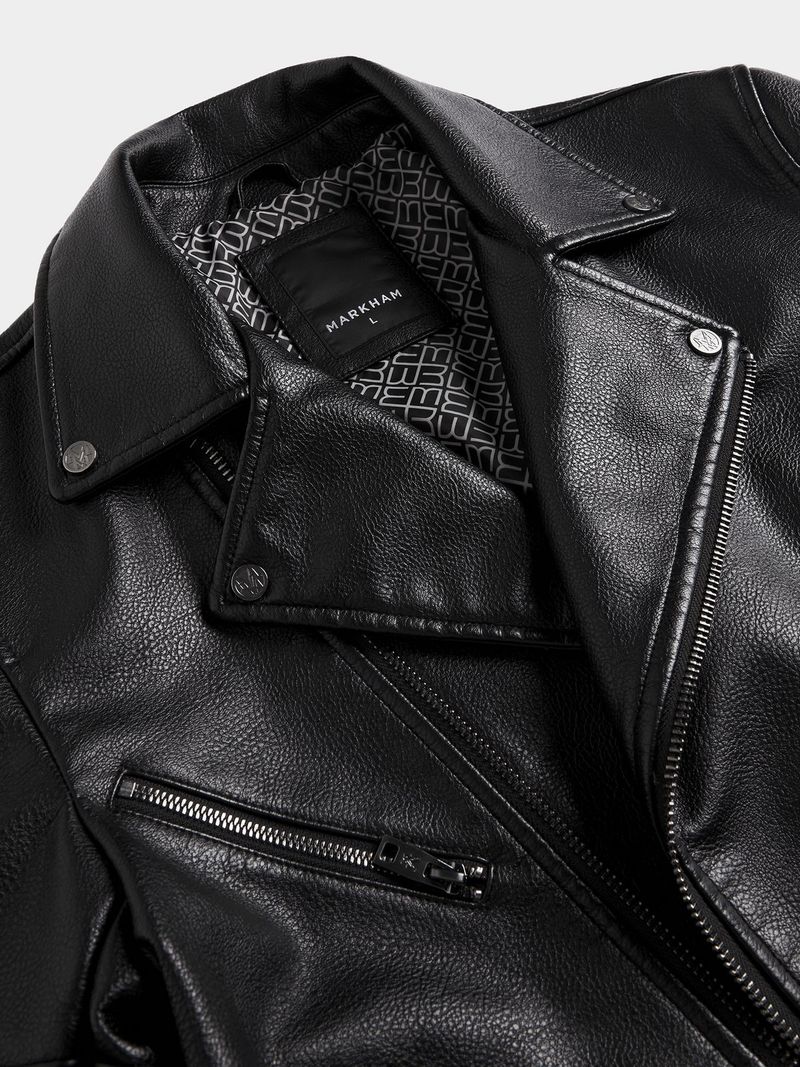 Men s Markham Pleather Updated Biker Black Jacket Bash