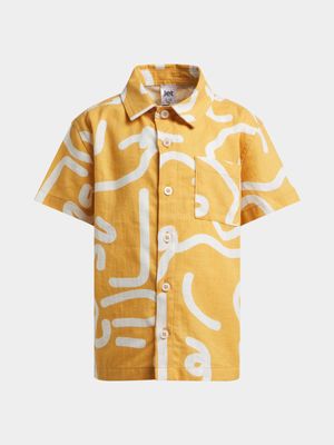 Jet Younger Boys Ochre Abstract Boxy Shirt