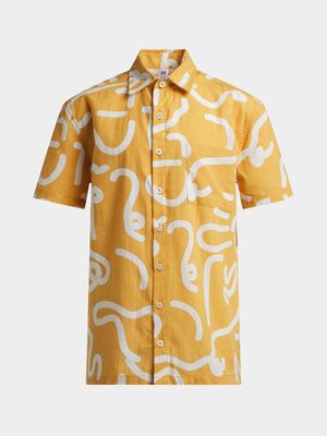 Jet Younger Boys Ochre Abstract Boxy Shirt