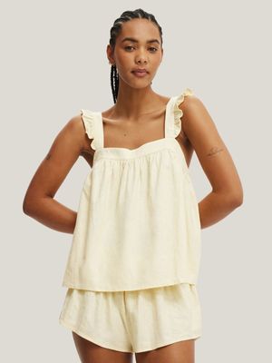 Women's Cotton On Yellow Woven Babydoll Cami Set