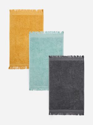 Jet Home 3-Pack Guest Towel Set Ochre Charcoal & Duck Egg