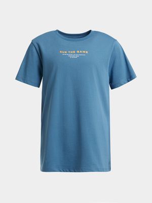 Boys TS Run The Game Blue Tee