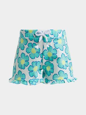 Older Girl's Turquoise Flower Print Shorts