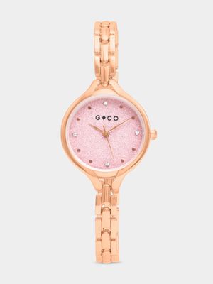 Rose Gold Shimmer Metal Bracelet Watch