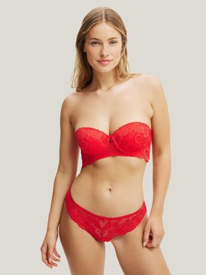 Women's Cotton On Red Holly Lace Strapless Push Up2 Bra