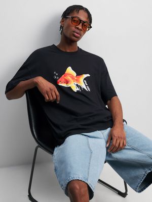 Men's Black Goldfish Graphic Top