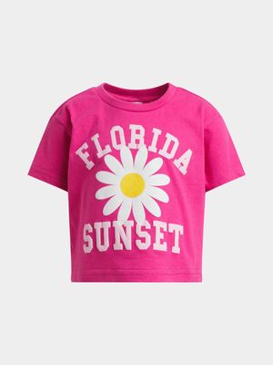 Jet Younger Girls Cerise Florida Boxy T-Shirt