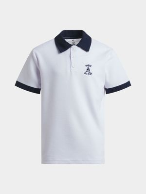 Jet Younger Boys White/Navy Golf Shirts