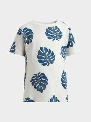 Jet Younger Boys Cream Leaf T-Shirt