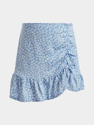 Jet Younger Girls Blue/White Floral Skirt