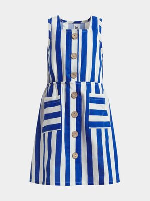 Jet Younger Girls Blue/White Linen Dress