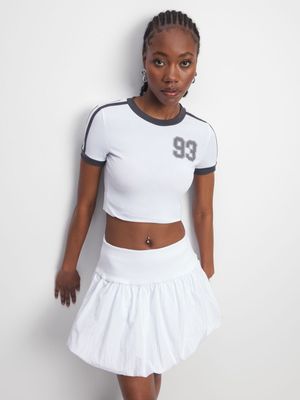 Women's White Bubble Mini Skirt