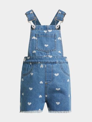 Older Girl's Heart Denim Dungarees