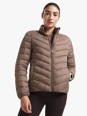 Womens TS Funnel Gold Puffer Jacket