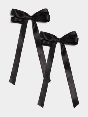 Women's Black Dainty Double Bow