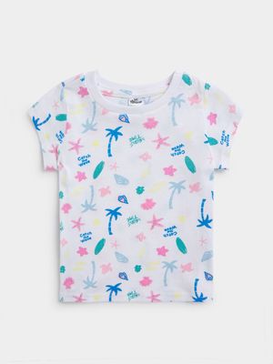 Jet Toddler Girls White Tropical T-Shirt