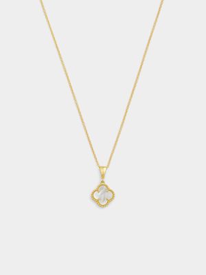 9ct Yellow Gold Mother Of Pearl Clover Pendant