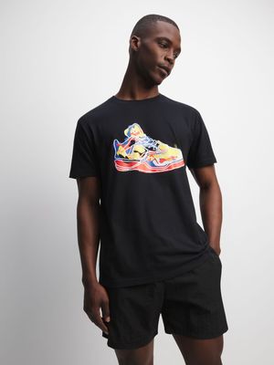 Mens APX Graphic Sneaker Brush Strokes Black Tee