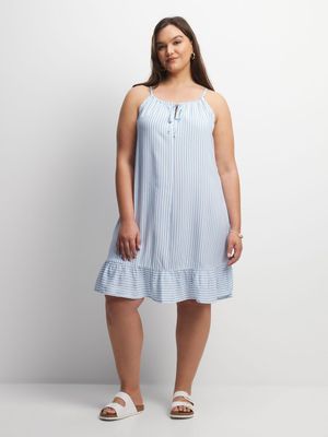 Jet Women's Light Blue/White Halter Neck Dress