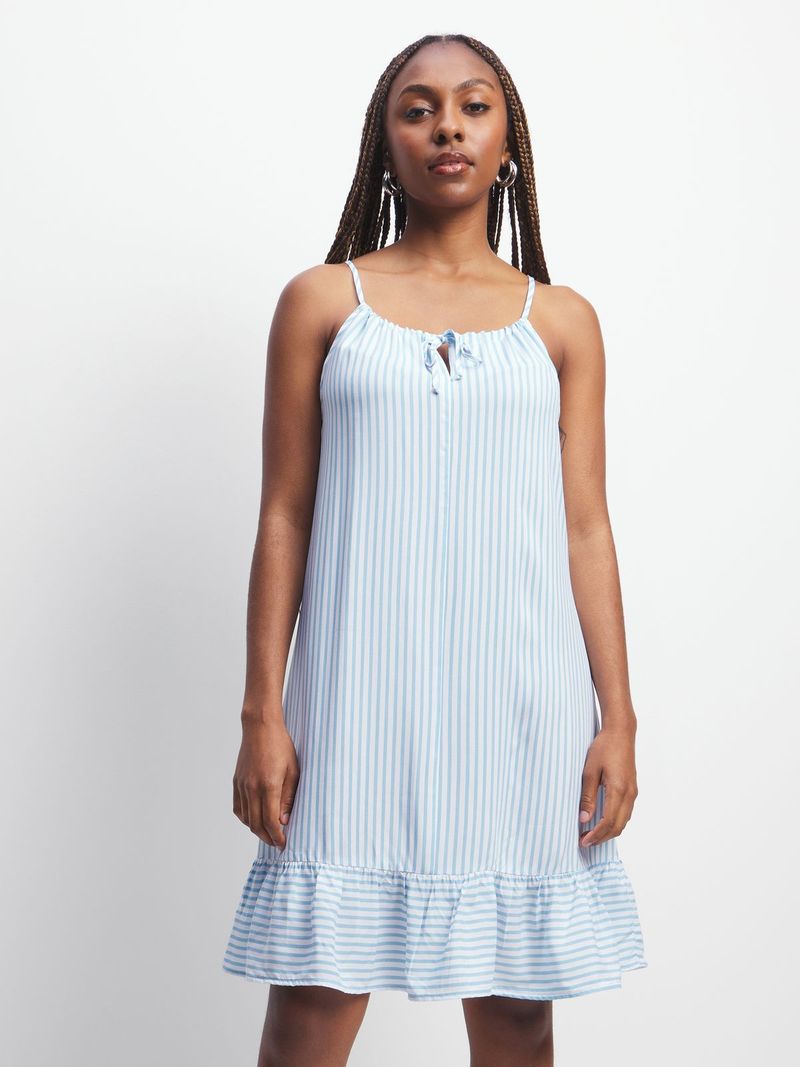Jet Women s Light Blue White Halter Neck Dress Bash
