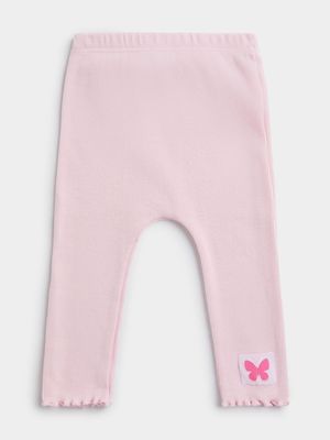 Jet Infant Girls Candy Pink Butterfly Rib Leggings