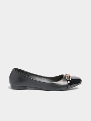 Jet Women's Black Patent Toe Cap Pumps