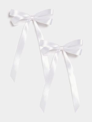 Women's White Dainty Double Bow