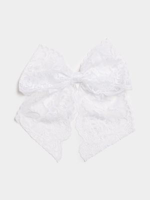 Women's White Lace Oversized Bow