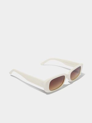 Women's Cotton On Beige Abby Rectangle Sunglasses