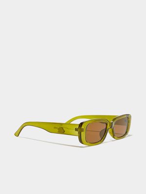 Women's Cotton On Green Abby Rectangle Sunglasses