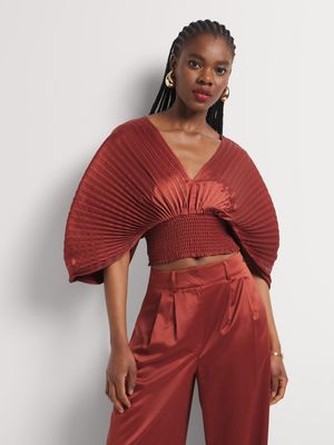 Luella Pleated Satin Top