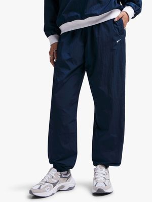 Nike Women's NSW Essential Mid-Rise Blue Oversized Woven Joggers