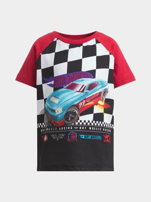 Jet Younger Boys Black/White Hotwheels Raglan T-Shirt