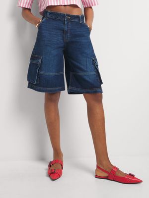 FF Denim Cargo Bermuda Shorts