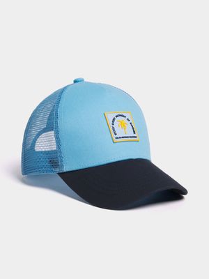 Boy's Blue Colour Block Peak Cap