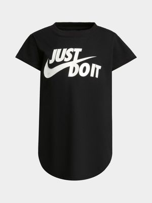 Girls Toddler Nike Just Do It Swoosh Black/White Tee